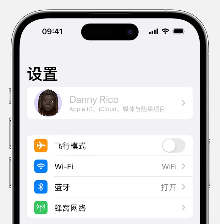 iPhone设置页面展示Apple账户入口截图