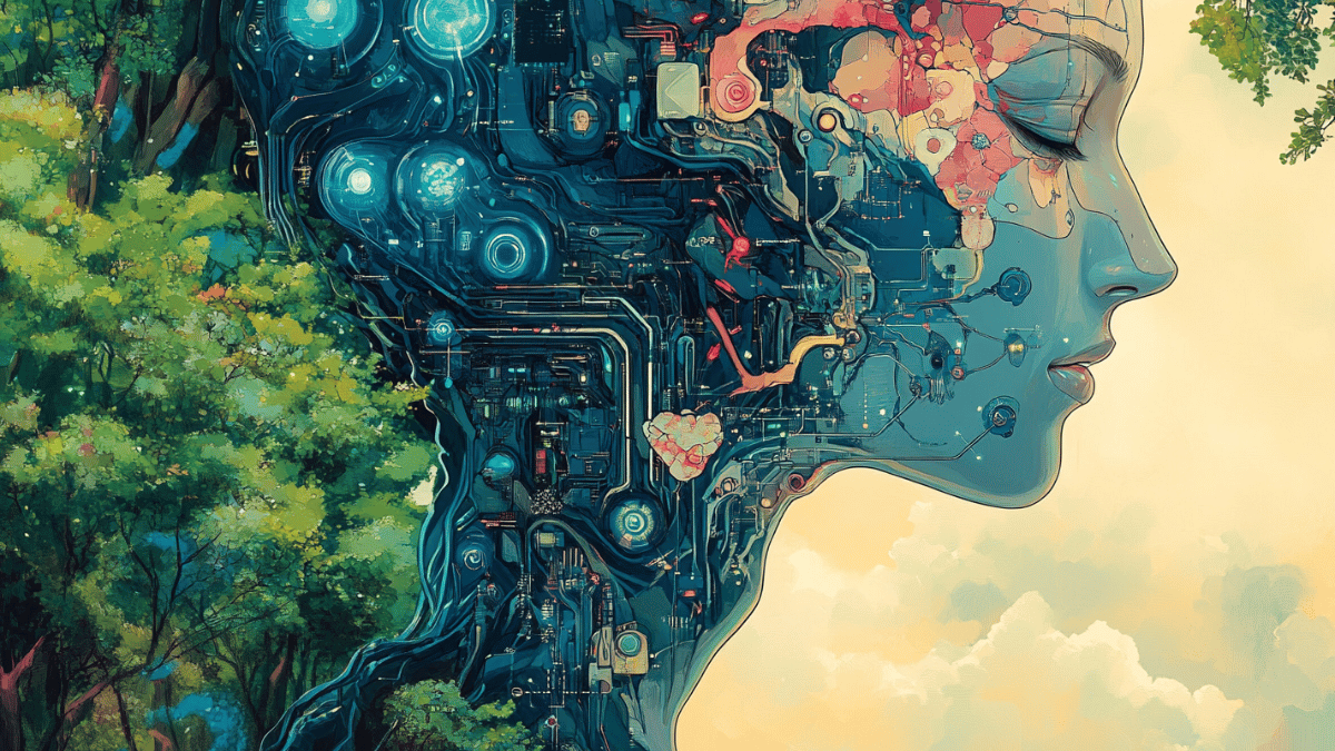 Abstract representation of AI-human collaboration