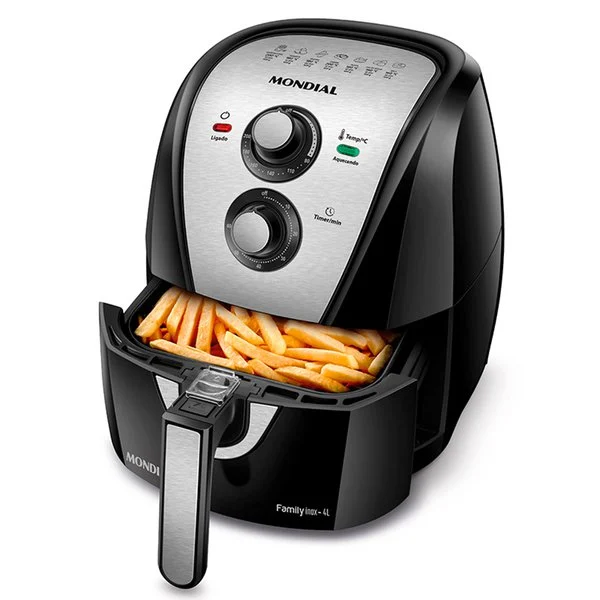 Air Fryer Mondial Family Inox 4 Litros 1500W Preta e Inox
