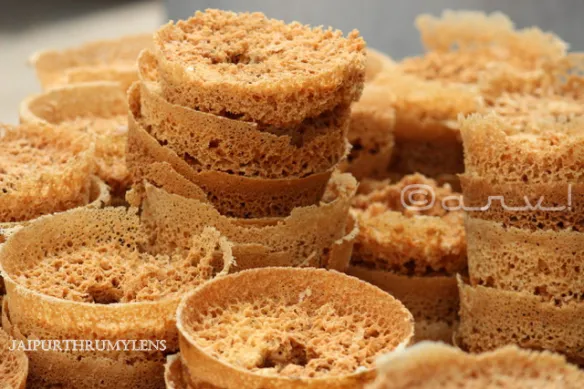 Traditional Rajasthani Ghevar sweet dish from Jaipur