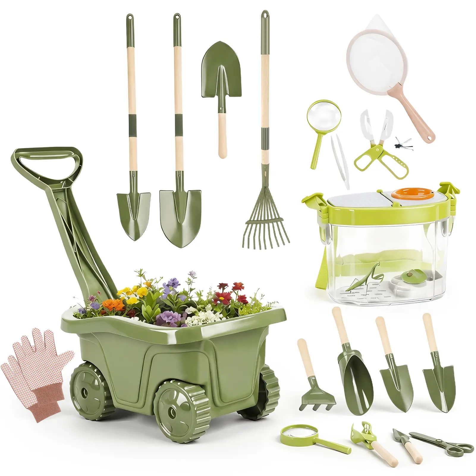 Joyreal Toys Kids Gardening & Bug Catcher Kit Wooden