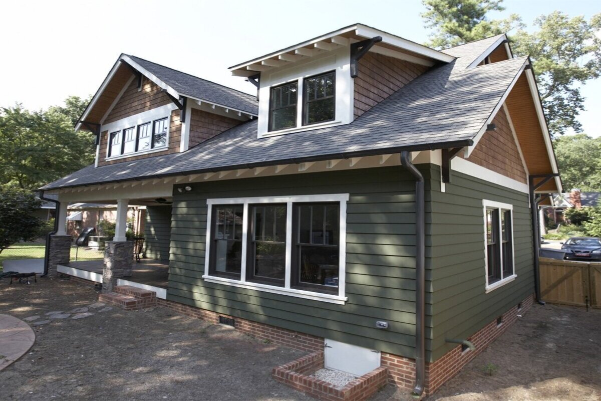 Green fiber cement siding house