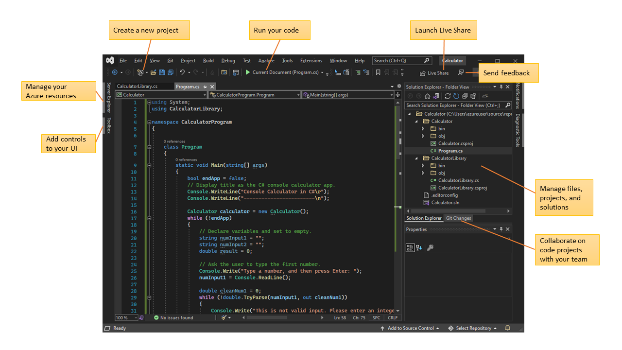 Software developer using Visual Studio IDE for coding