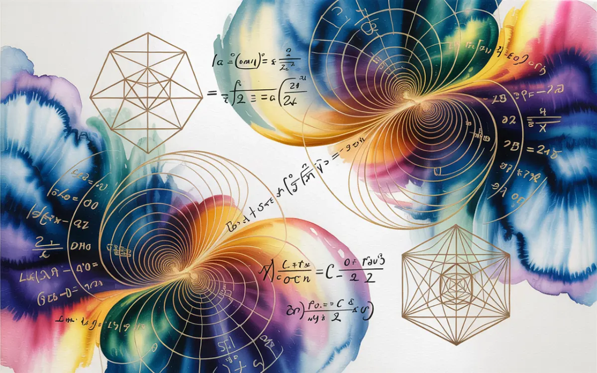 Abstract visualization of interconnected mathematical concepts