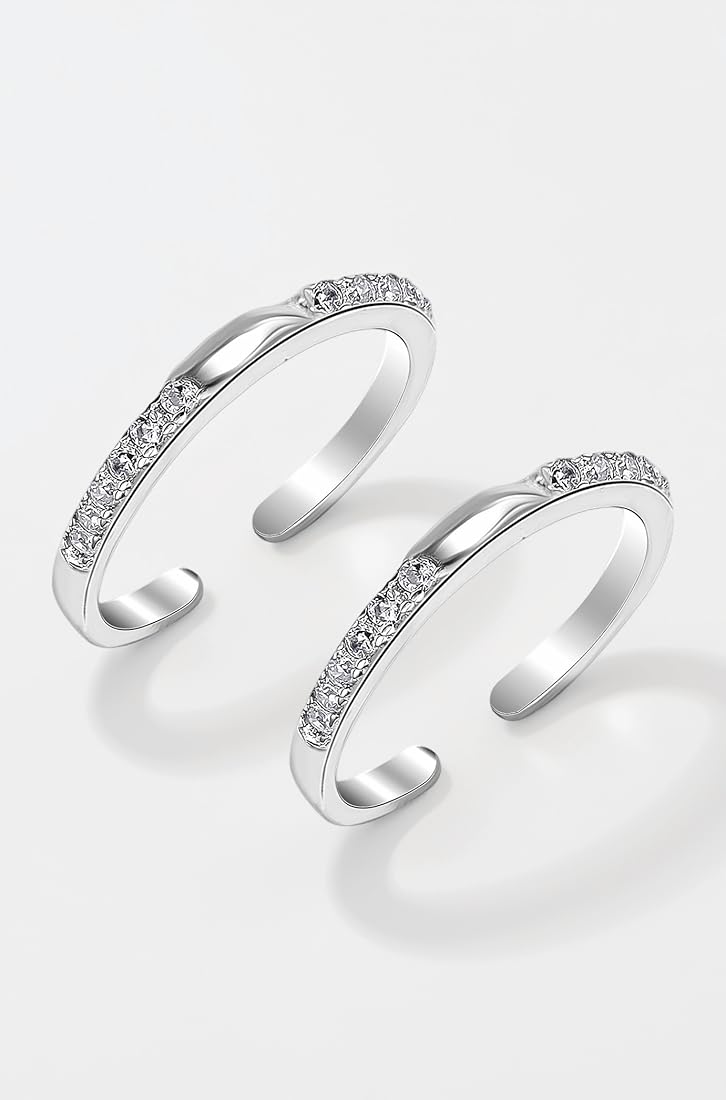 925 Sterling Silver Chevron Toe Ring Set