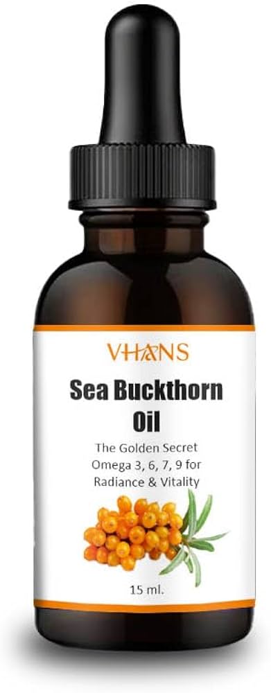 Pure Seabuckthorn Oil bottle rich in Omega 3 6 7 9 for skin and hair
