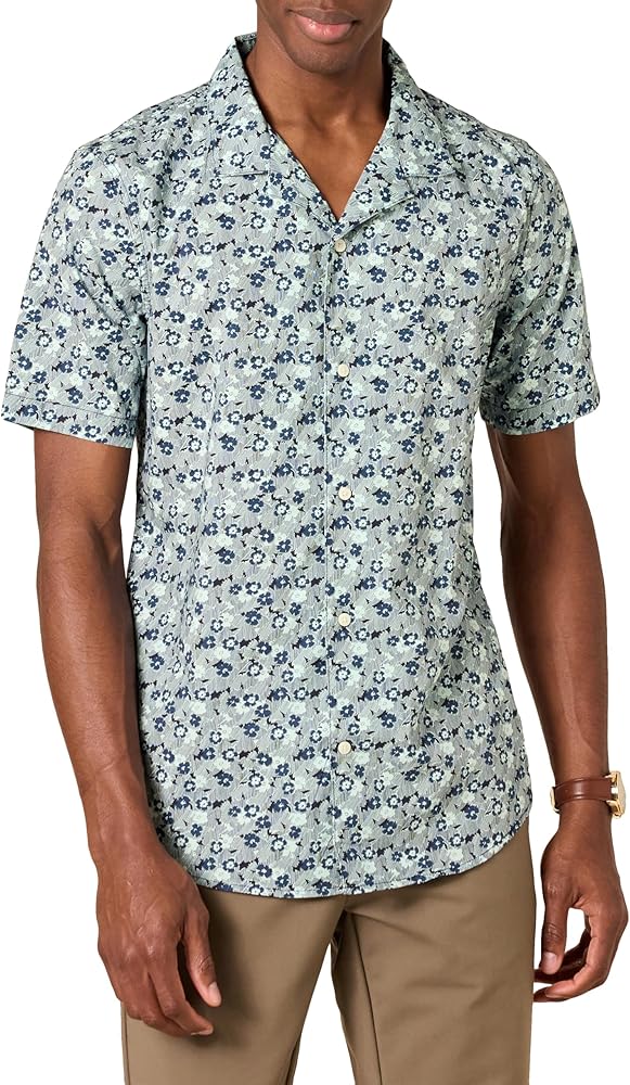 Amazon Essentials Men's Slim-Fit Short-Sleeve Print Shirt