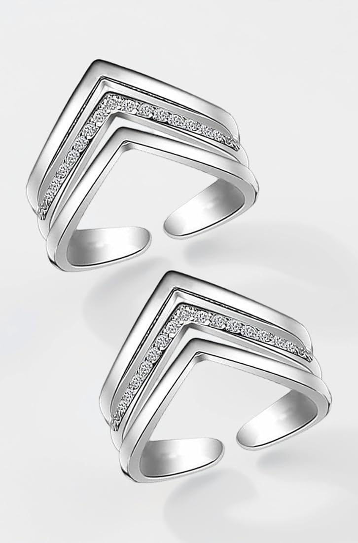 925 Silver Elegant Lotus Toe Rings Pair