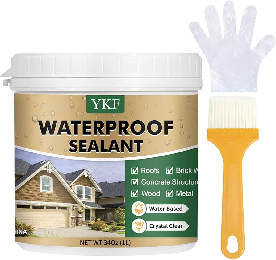 Waterproof sealant jar with brush for roof repair
