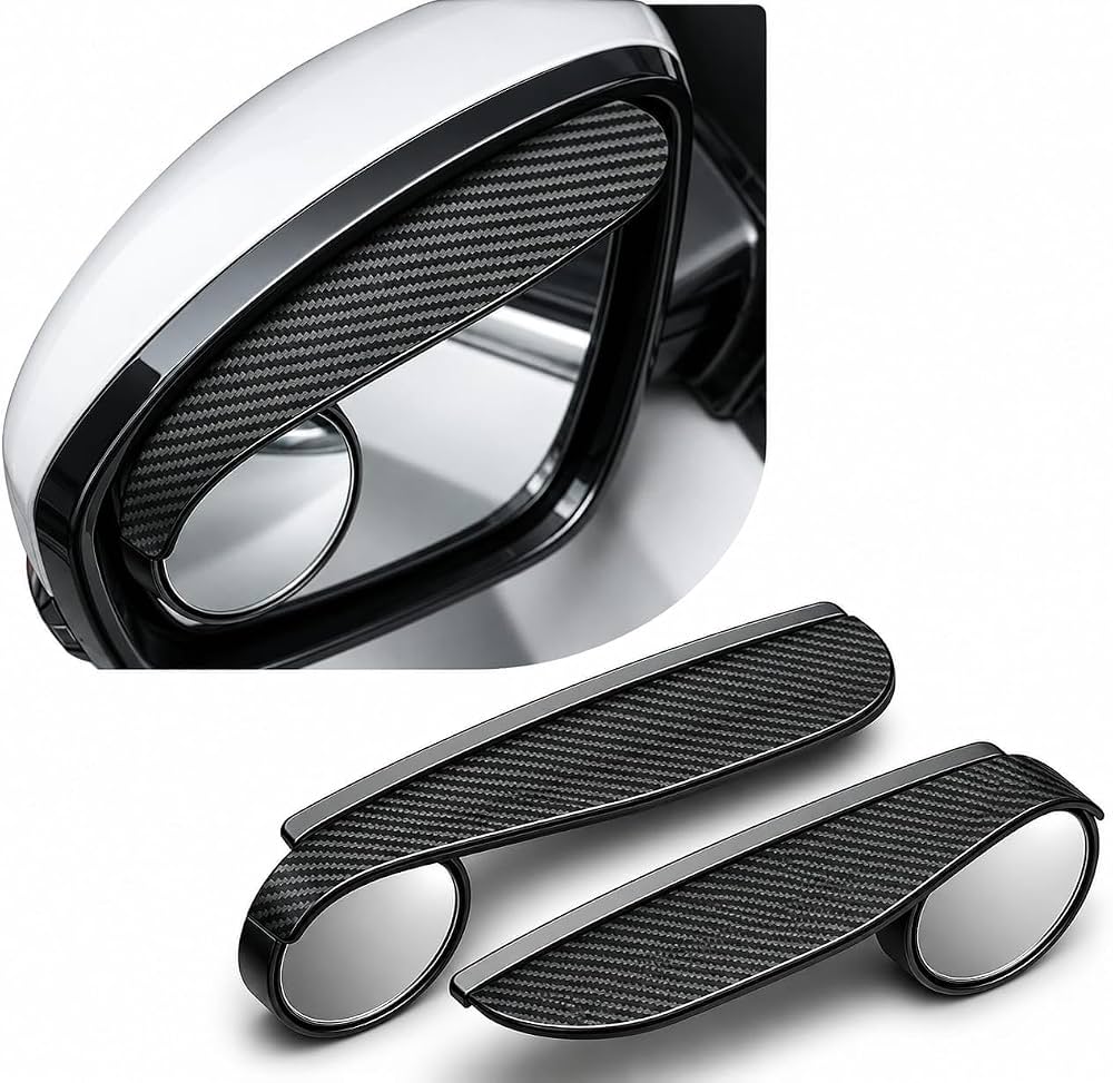 2-in-1 Blind Spot Mirror with Rain Visor installed on car side mirror
