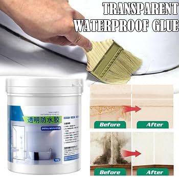 Before and after waterproof glue repair on bathroom tiles