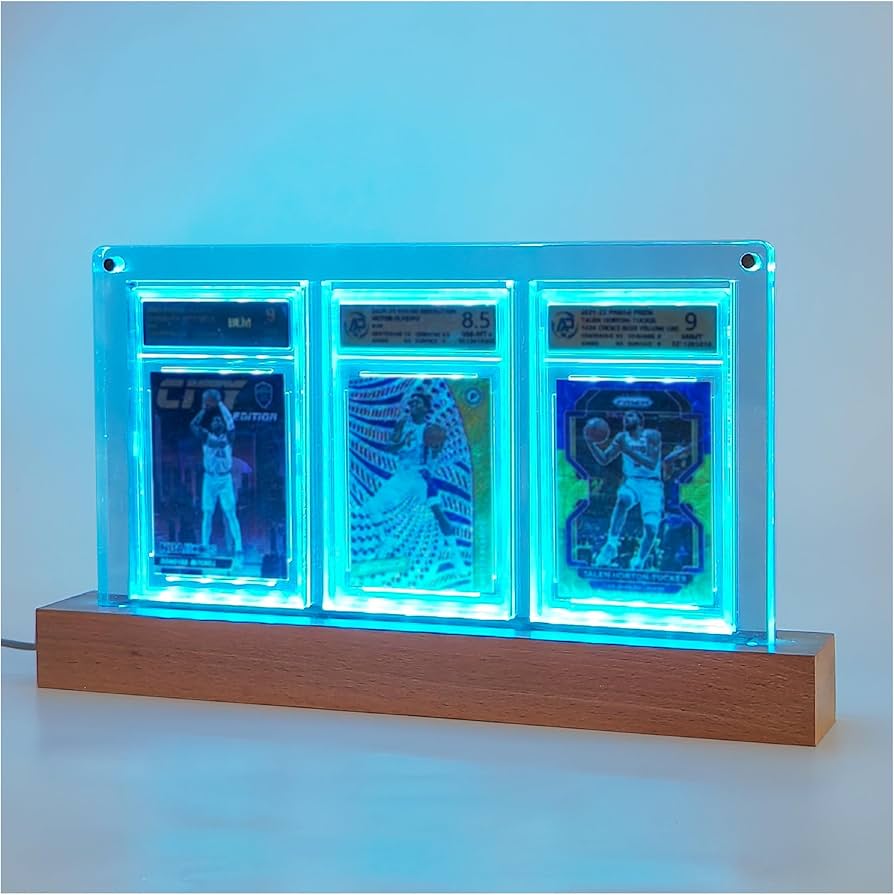 Acrylic Magnetic Top Open Single Graded Card Display Case - 0.9in Thick  High Transparency Holder for PSA Baseball/Sports Cards - PSA Card Display,  (3 Card + LED Wooden Base, 1) : Amazon.sg: Toys