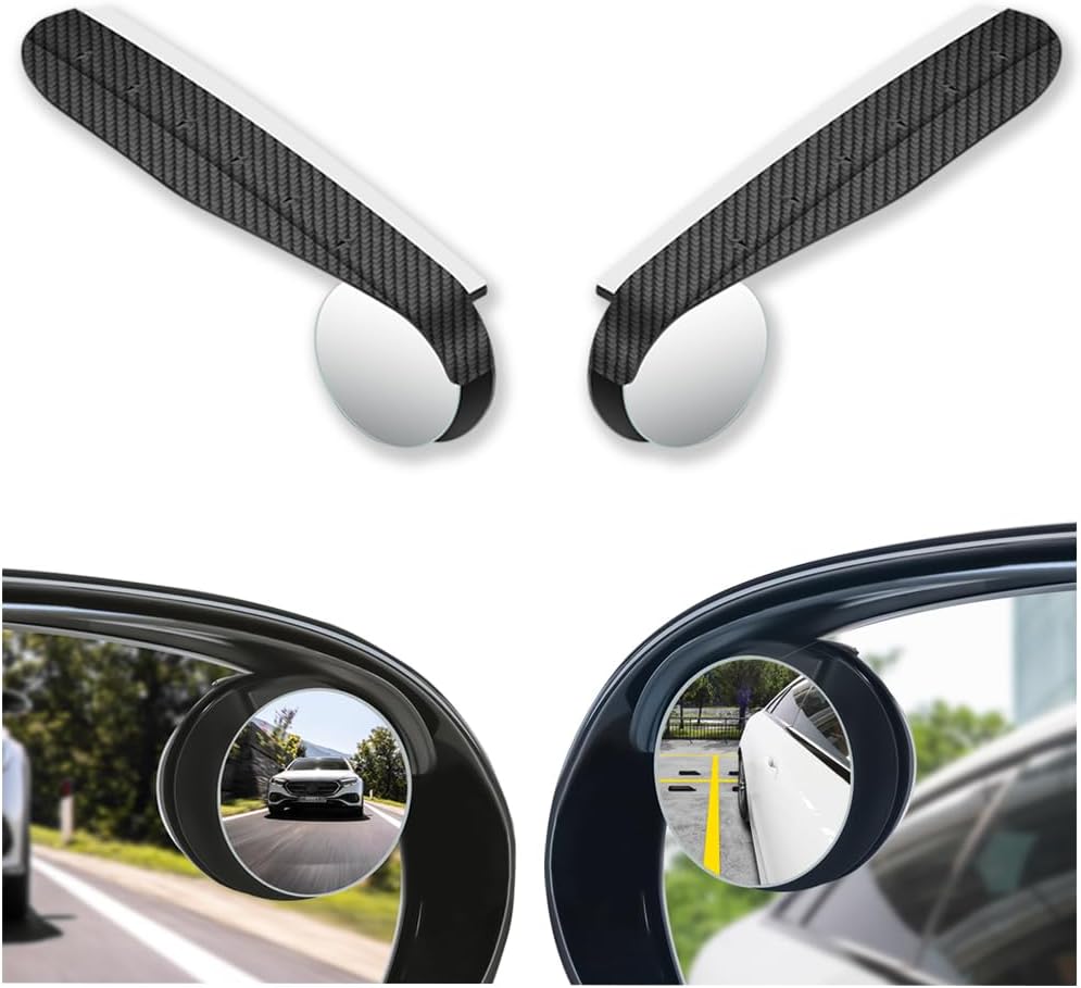 2 Pack 2-in-1 Blind Spot Mirrors with Rain Guard installed on both car mirrors