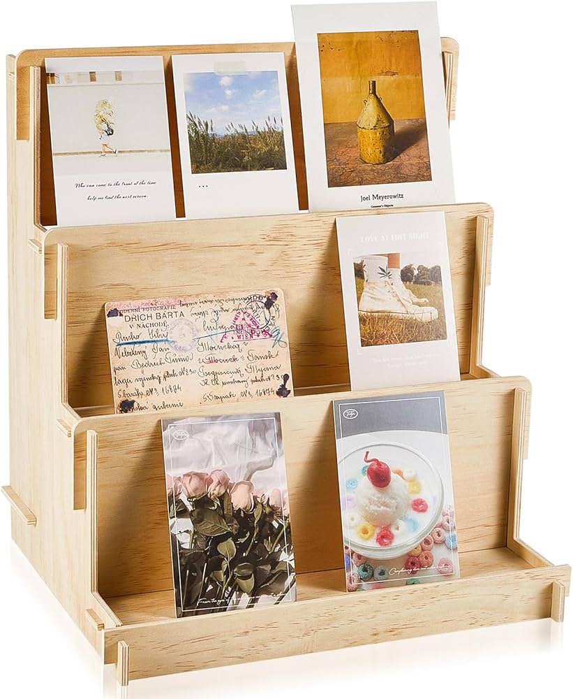 Barydat 3 Tier Wooden Card Display Stand Stationary Organiser Sticker Display Stand for Seller Craft Greeting Card Organiser Racks Retail Display Stand Holder for Counter Tabletop Display : Amazon.in: Industrial & Scientific
