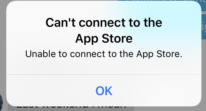iPhone 显示无法连接 App Store 错误弹窗