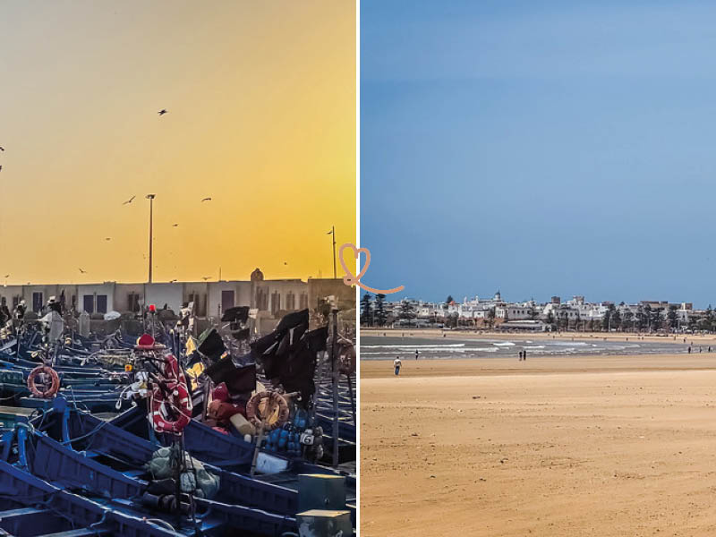 Port de pêche d'Essaouira et plage en hiver