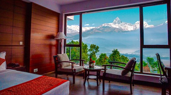 Pokhara hotel room with Annapurna mountain view