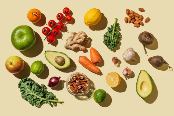 Healthy vegetables and fruits for gut health
