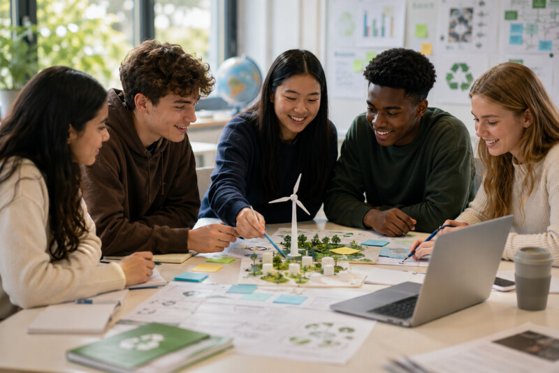 IB diploma students studying together