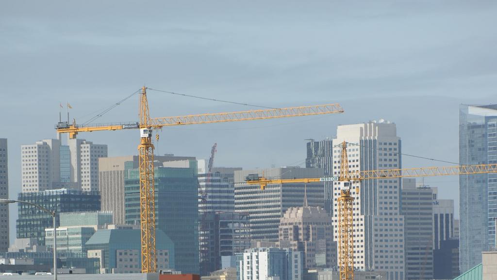 Construction cranes in San Francisco skyline
