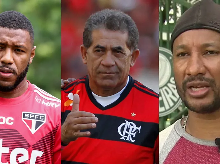 Montagem de jogadores de futebol famosos que enfrentam dificuldades financeiras
