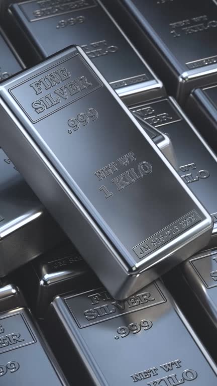Silver bullion bars with stock market volatility overlay