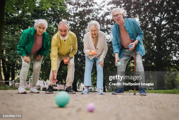 Membres de l'association jouant à la pétanque ensemble