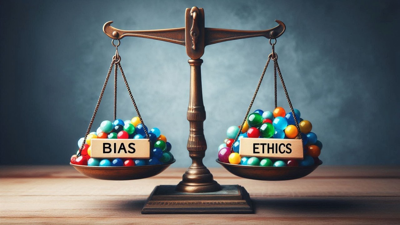 Balance scale representing cost versus ethics
