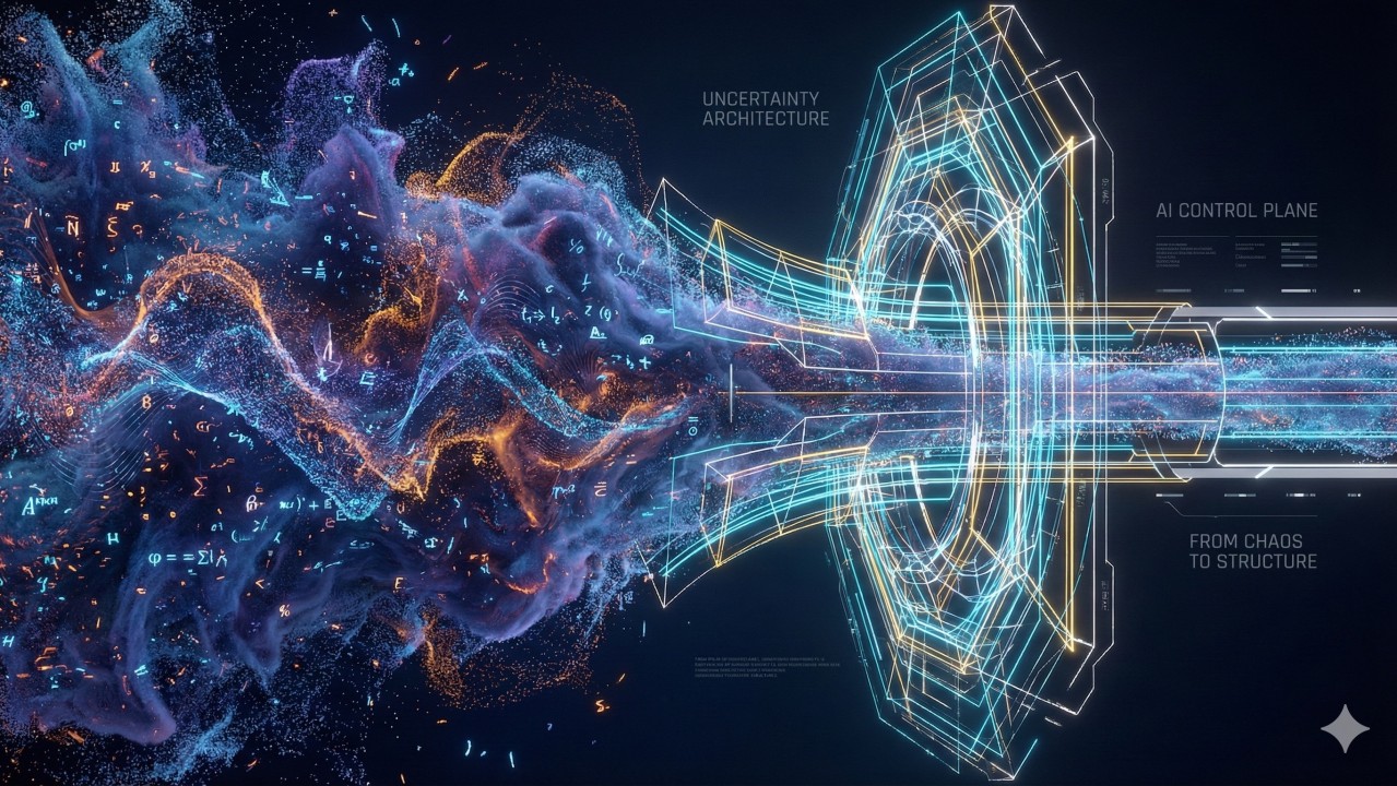 Abstract visualization of AI governance architecture