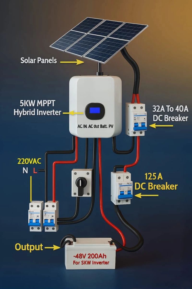 Hybrid solar power system installation