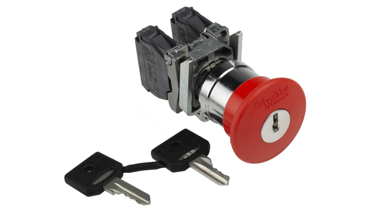 Industrial emergency stop button with safety features