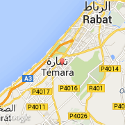 Carte de localisation de Témara près de Rabat sur la côte atlantique