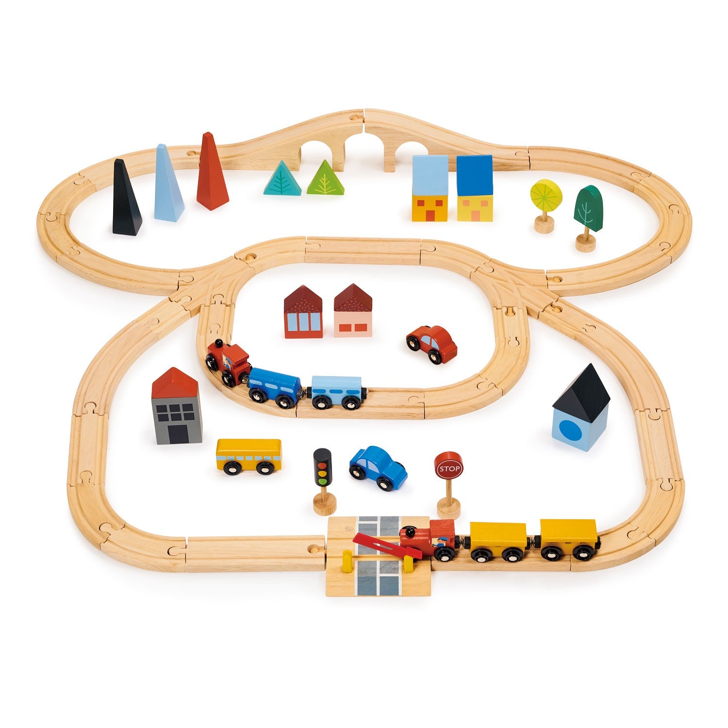 Mentari Wooden Town Train Set with Track
