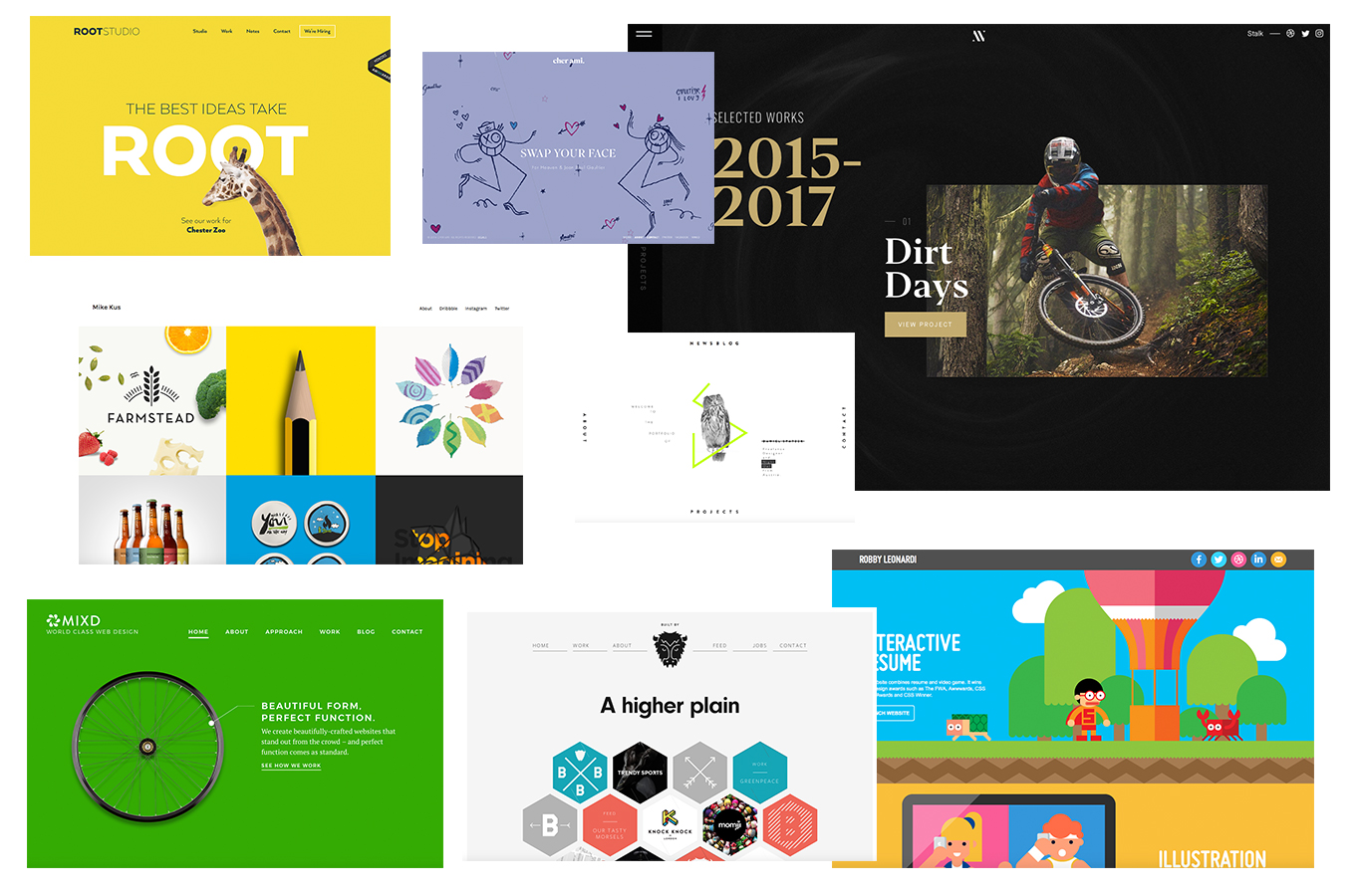 Film director's portfolio website interface showing creative projects