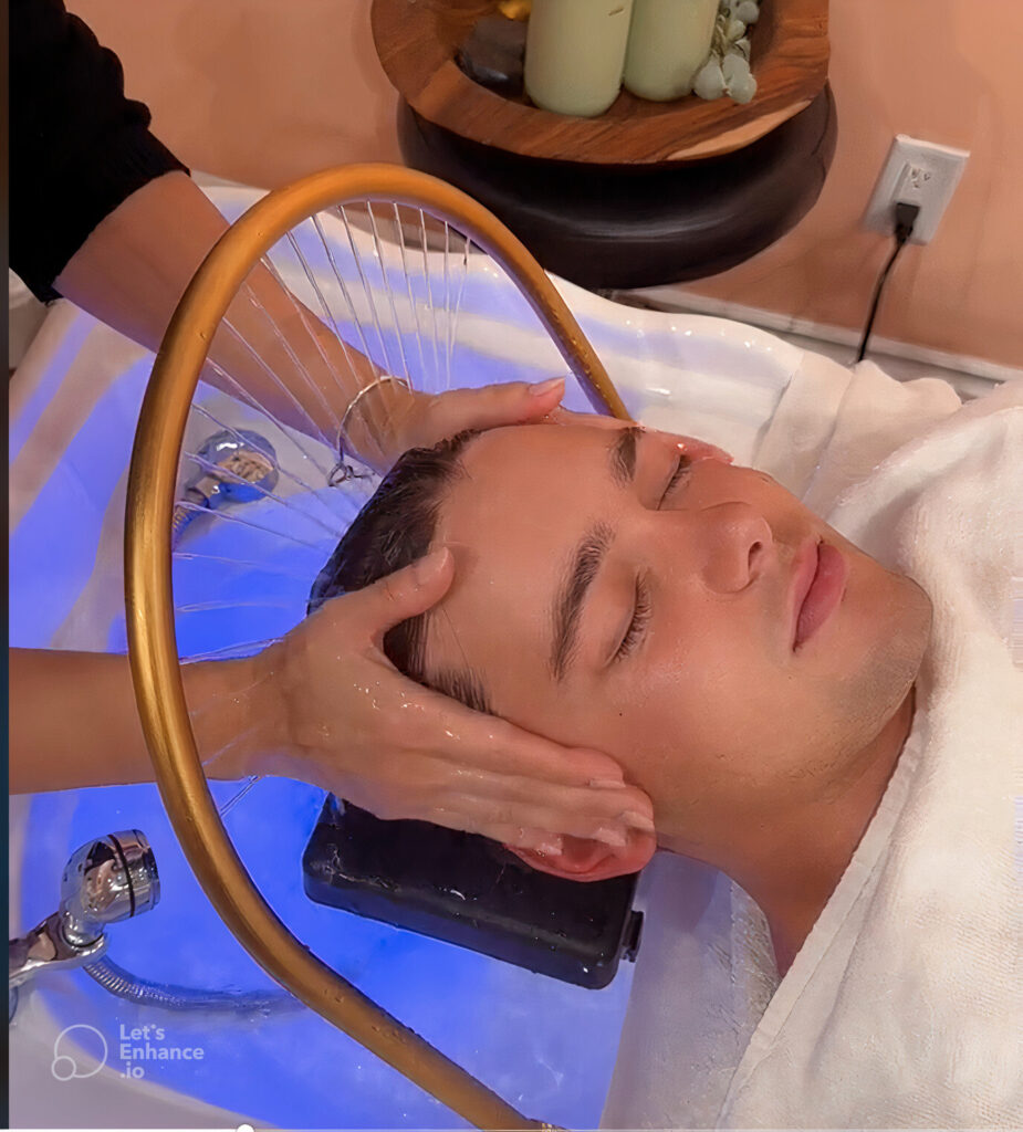 Man receiving Japanese Head Spa treatment