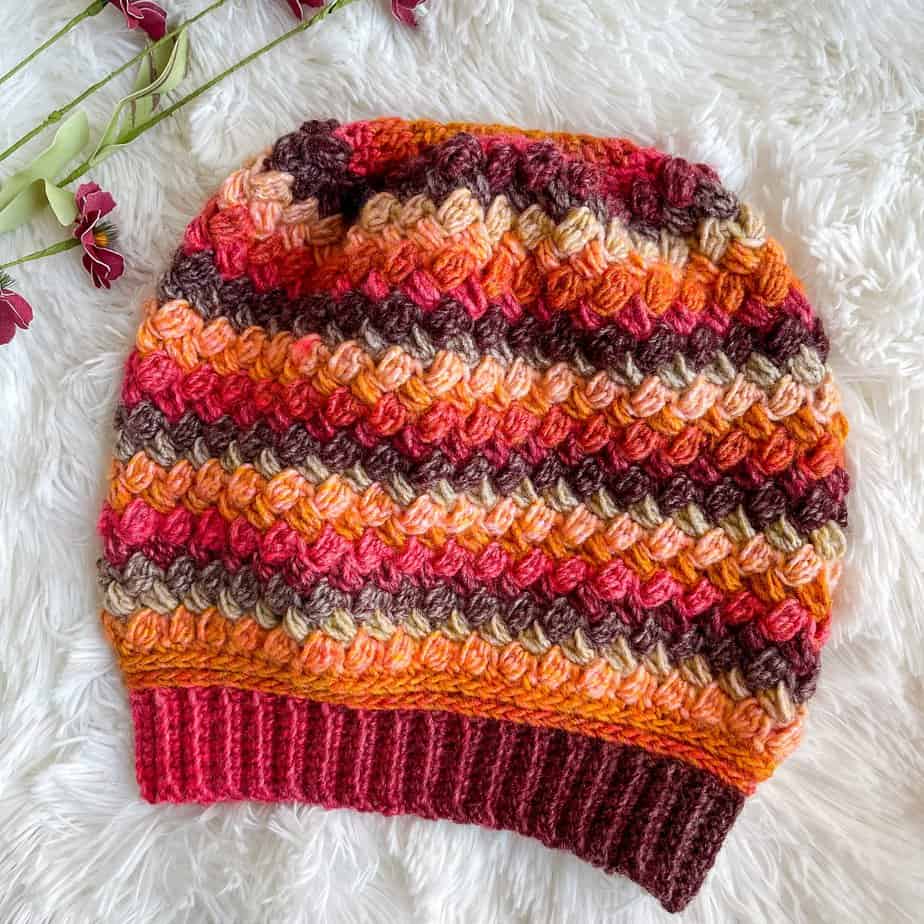 Puff Stitch Crochet Hat free top down beanie crochet pattern