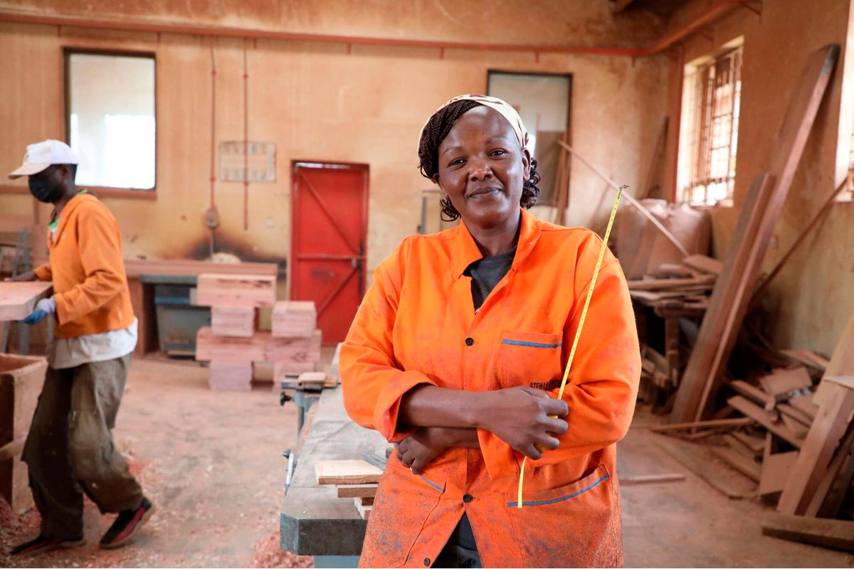 Kenyan carpenter at workshop