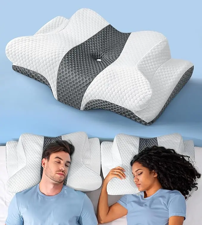 Couple sleeping comfortably on contour orthopedic pillows
