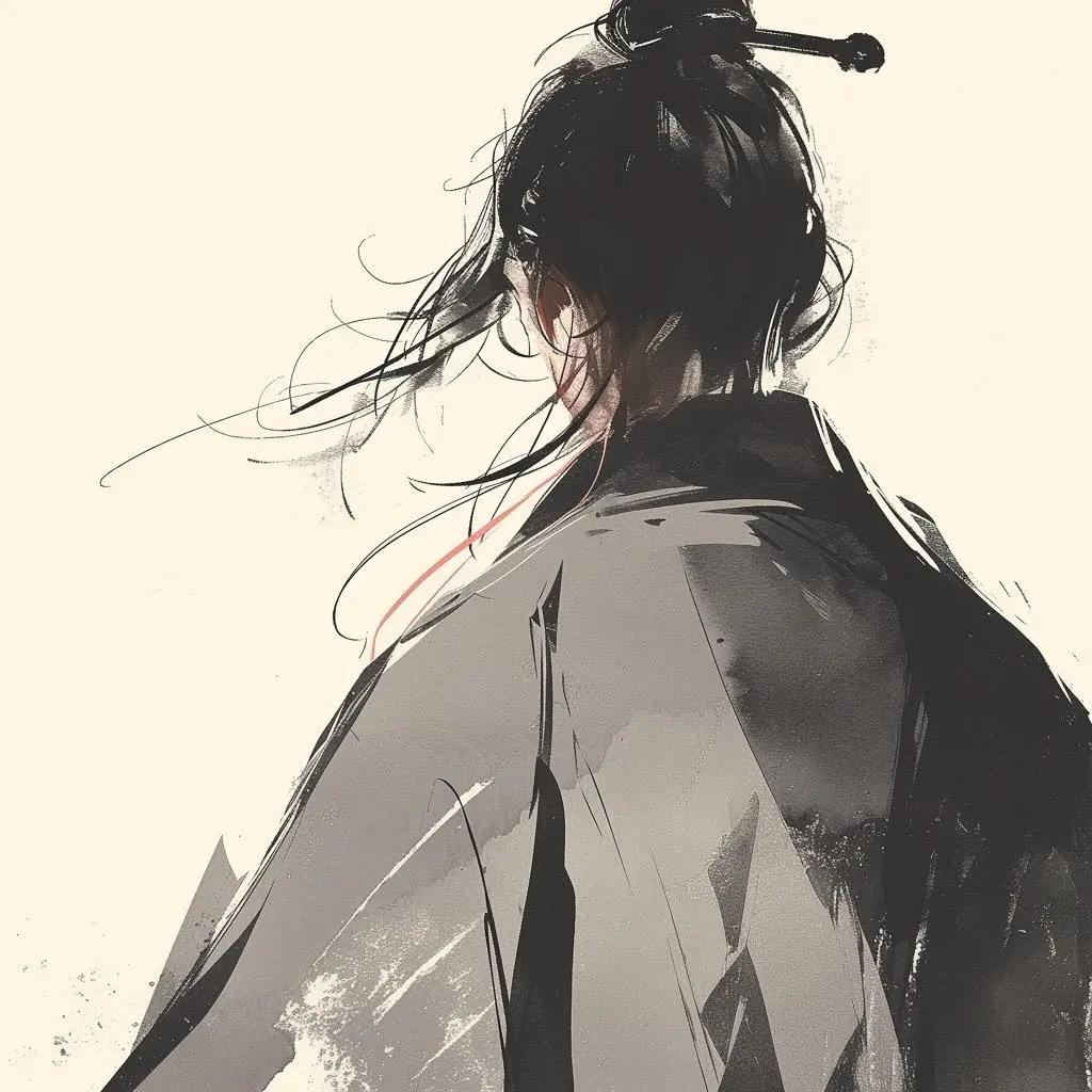 水墨风格像素画道士角色