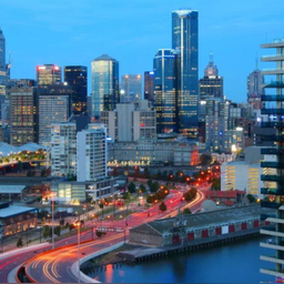 墨尔本联邦广场现代建筑与城市天际线