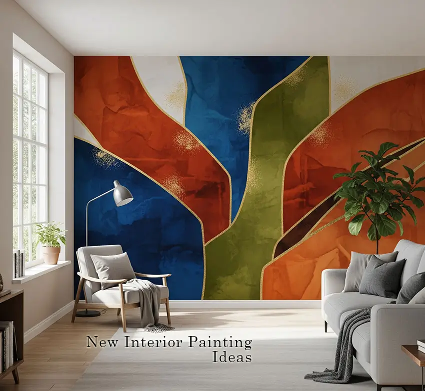 Colorful artistic wall mural interior painting