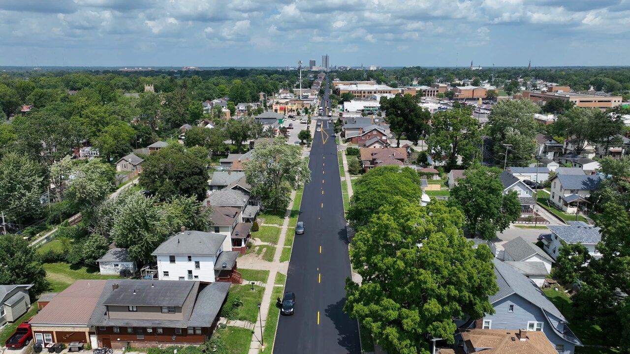 Residential street in Fort Wayne, Indiana