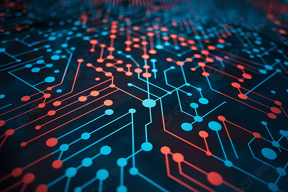Abstract digital network with interconnected nodes