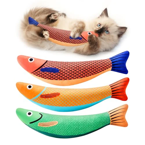 Potaroma Cat Toys Saury Fish, 3 Pack, Catnip Crinkle Sound