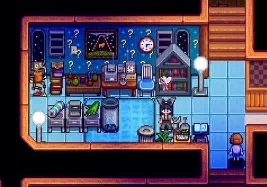 Stardew Valley character Maru working with science equipment