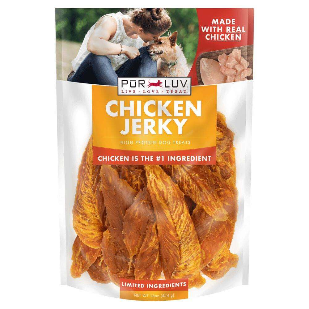 Pur Luv Chicken Jerky Dog Treats, 100% Real Chicken Breast, 16 oz