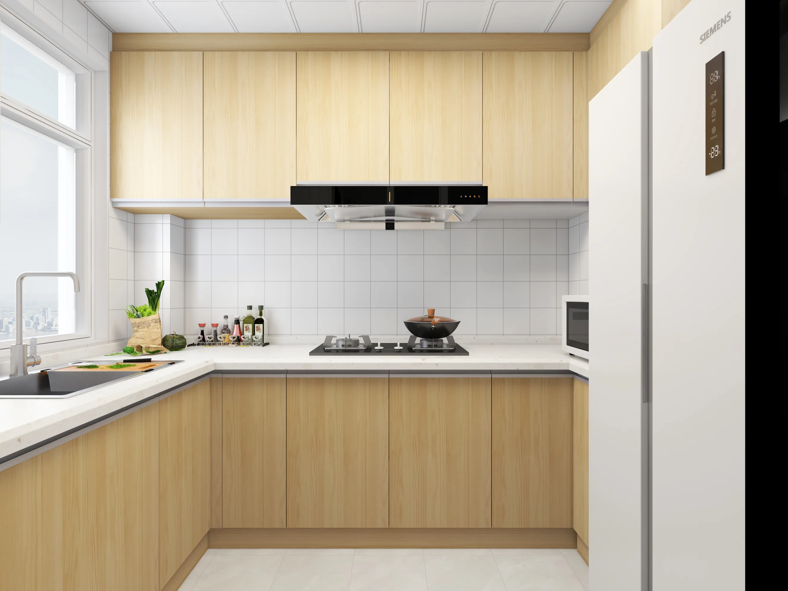 奶油原木风格厨房室内设计