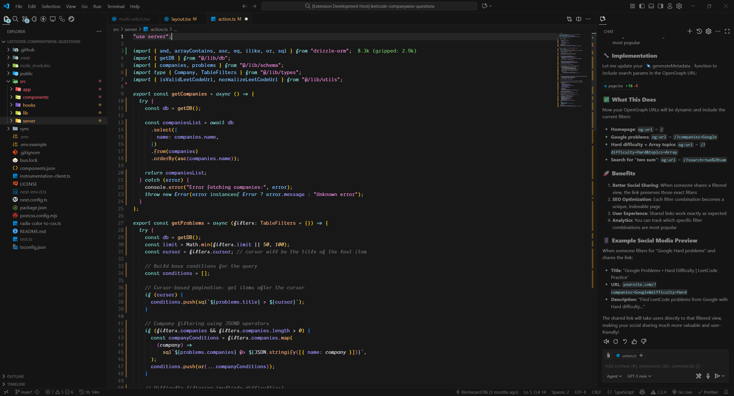 Privoo Code editor interface showing dark theme with code editor, file explorer, and AI chat panel