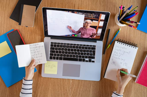 Child learning math with parent