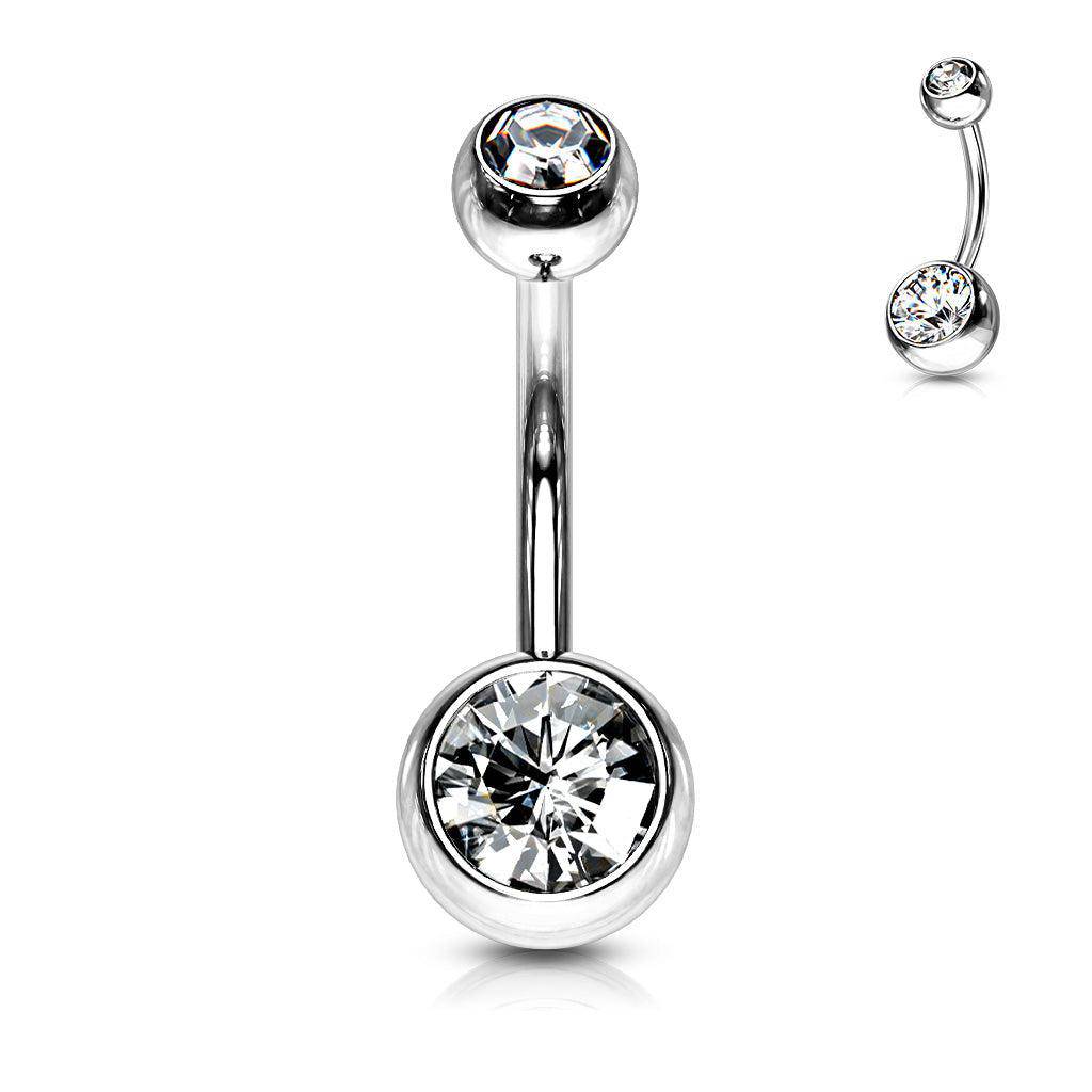 Steel Gem Belly Button Ring Piercing